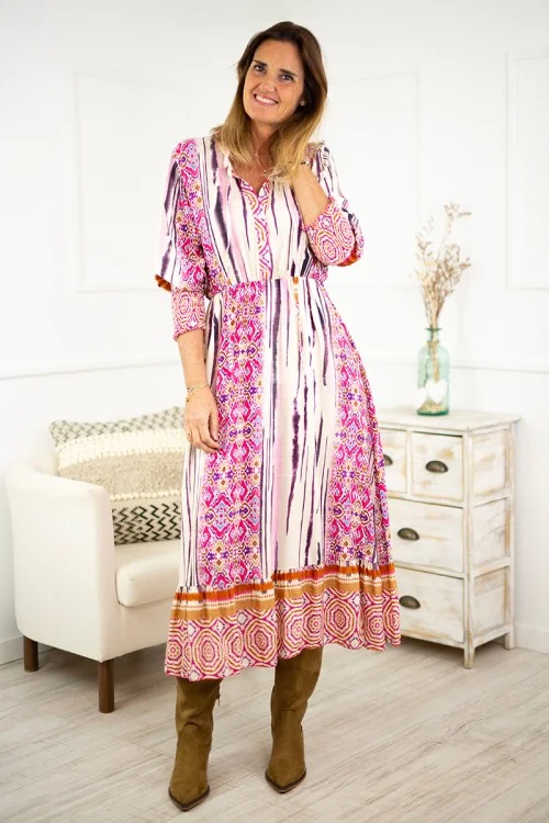 Vestido estampado bohemio largo 
