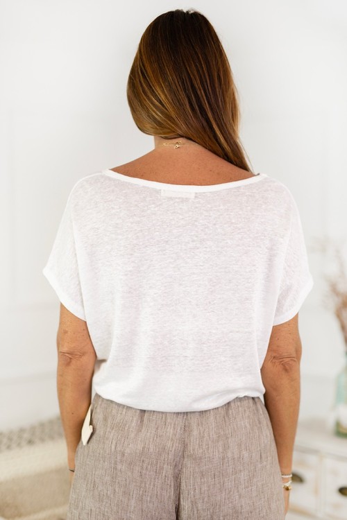 Camiseta cuello pico jaspeada