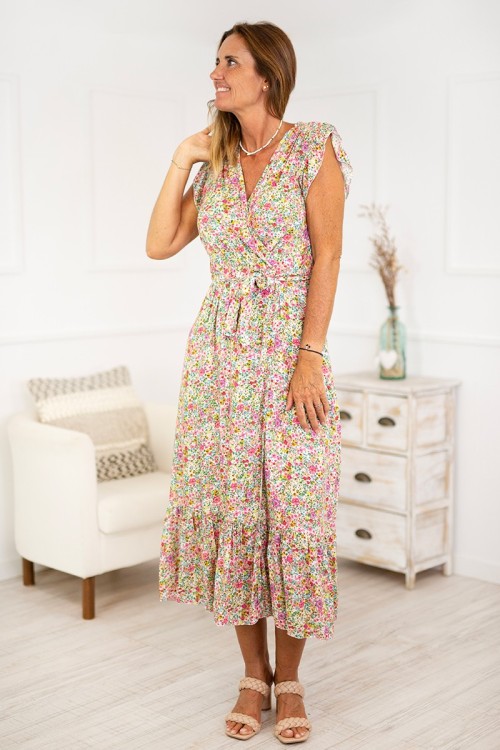 Vestido de flores con volantes