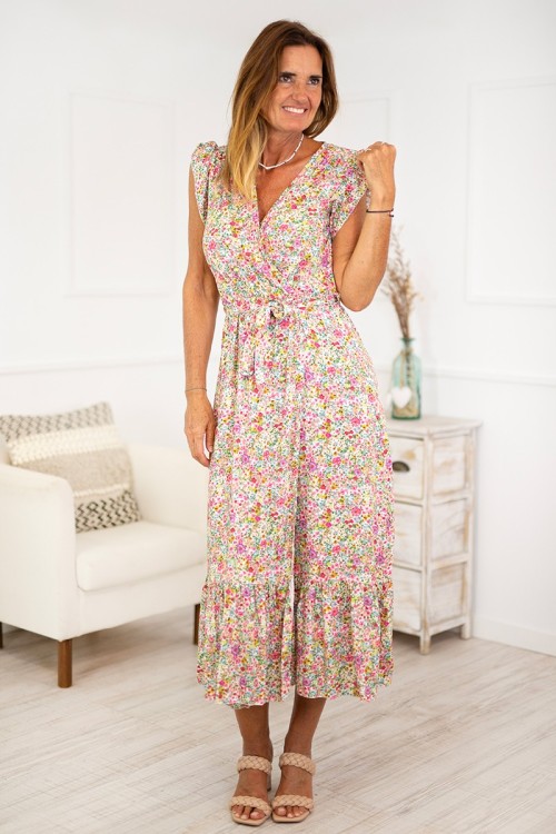 Vestido de flores con volantes