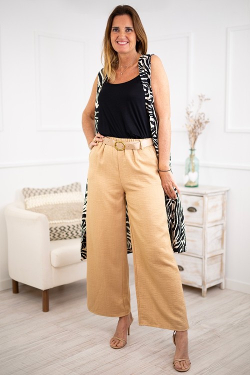 Pantalones palazzo con cinturón