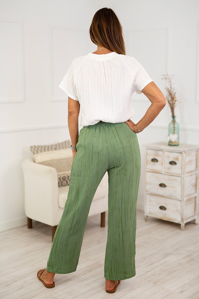 Pantalones rectos cintura elástica