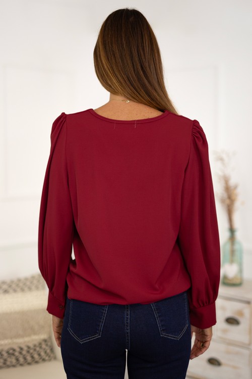 Blusa cuello pico granate 