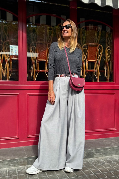 Pantalones pinzas pierna ancha 