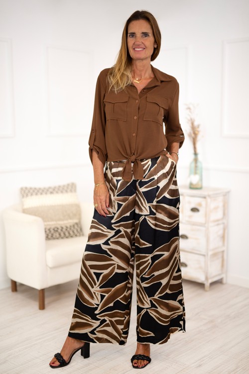 Pantalones culotte satinados estampado