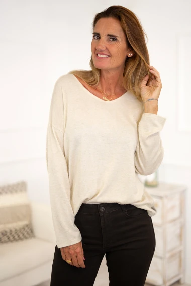 Camiseta punto cuello pico