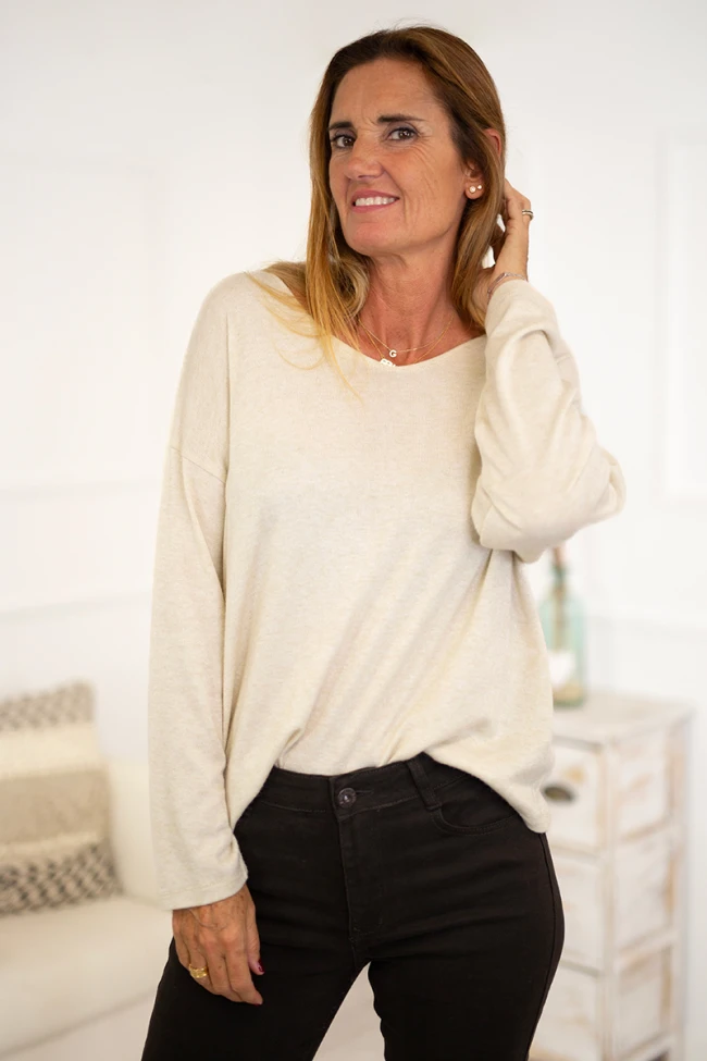 Camiseta punto cuello pico