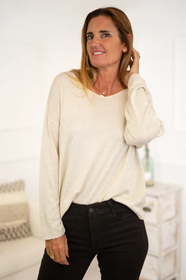 Camiseta punto cuello pico