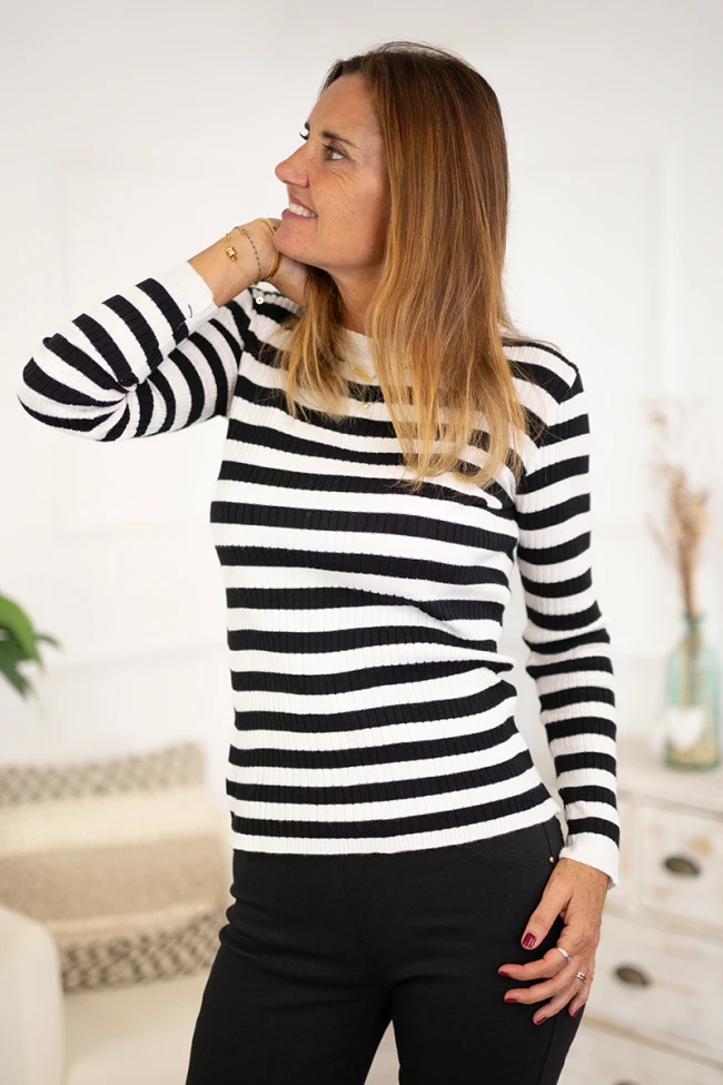 Jersey rayas punto canalé 