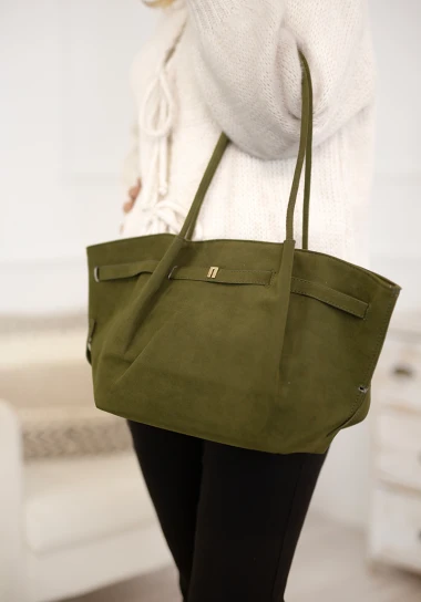 Bolso shopper efecto serraje 
