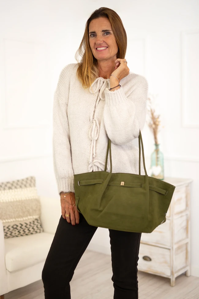 Bolso shopper efecto serraje 