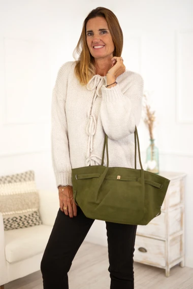 Bolso shopper efecto serraje 