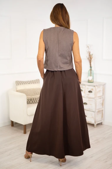 Falda larga pliegues bolsillos 