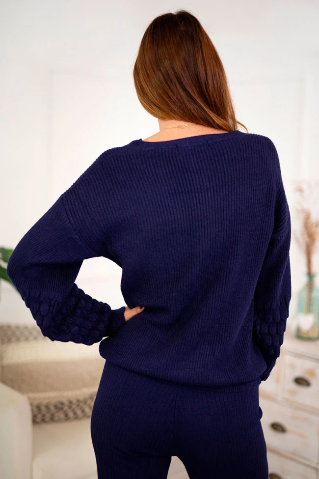 Chaqueta punto canalé detalle manga